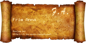 Frim Anna névjegykártya